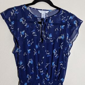 Blue Floral Print Maxi Dress